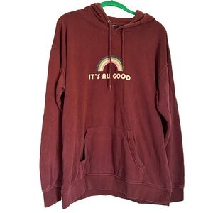 Empyre It’s All Good Maroon Hoodie Sweatshirt with Rainbow Size Medium Zumiez